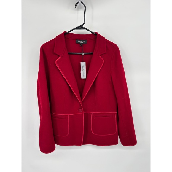 Talbots Jackets & Blazers - Talbots Womens Red Wool Blend Blazer Jacket Size 16 Classic Trim NWT